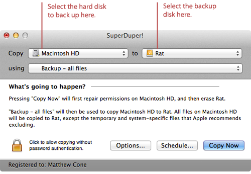 Backing up your Mac&rsquo;s hard drive with SuperDuper!