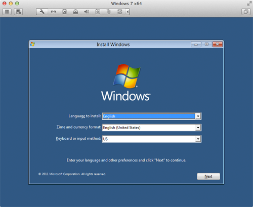 Installing Windows using VMware Fusion