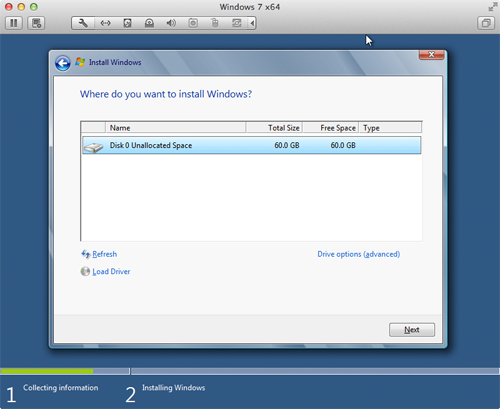 Installing Windows using VMware Fusion